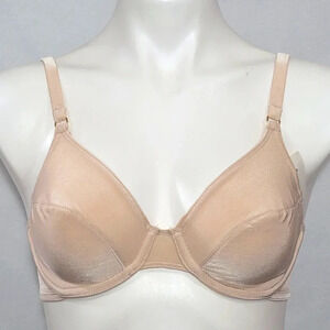 34C Warner's 2562 Dimensions Tactel Divided Cup Underwire Bra Nude New with Tags